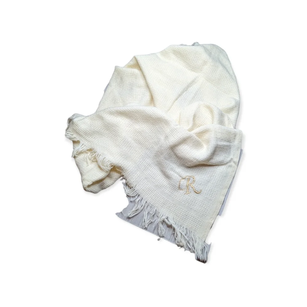 Throw Blanket in Ivory with a R Monogrammed